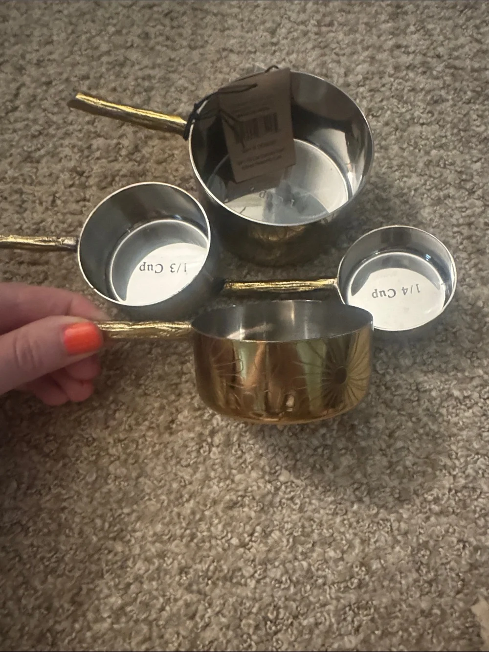 Creative Co-Op Stainless Steel Measuring Cups with Gold Handles